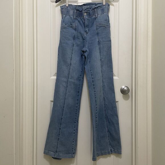 Jealous Tomato High Waist Ruffle Hem Bell Bottom Flare Jeans Tall Stretch Large - Picture 1 of 9